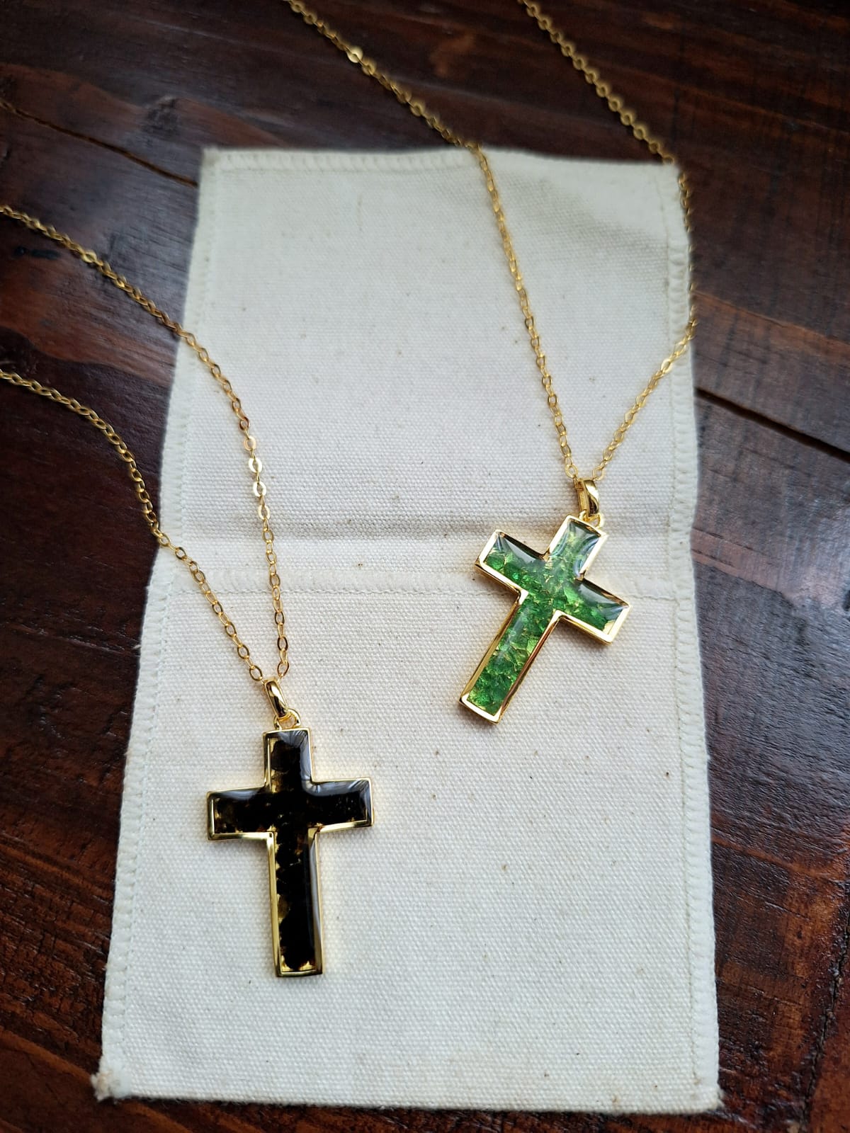 Gold Black Tourmaline Cross Necklace