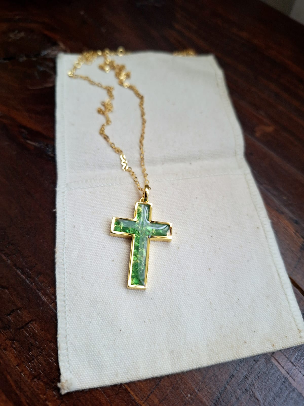 Gold Tsavorite Cross Necklace