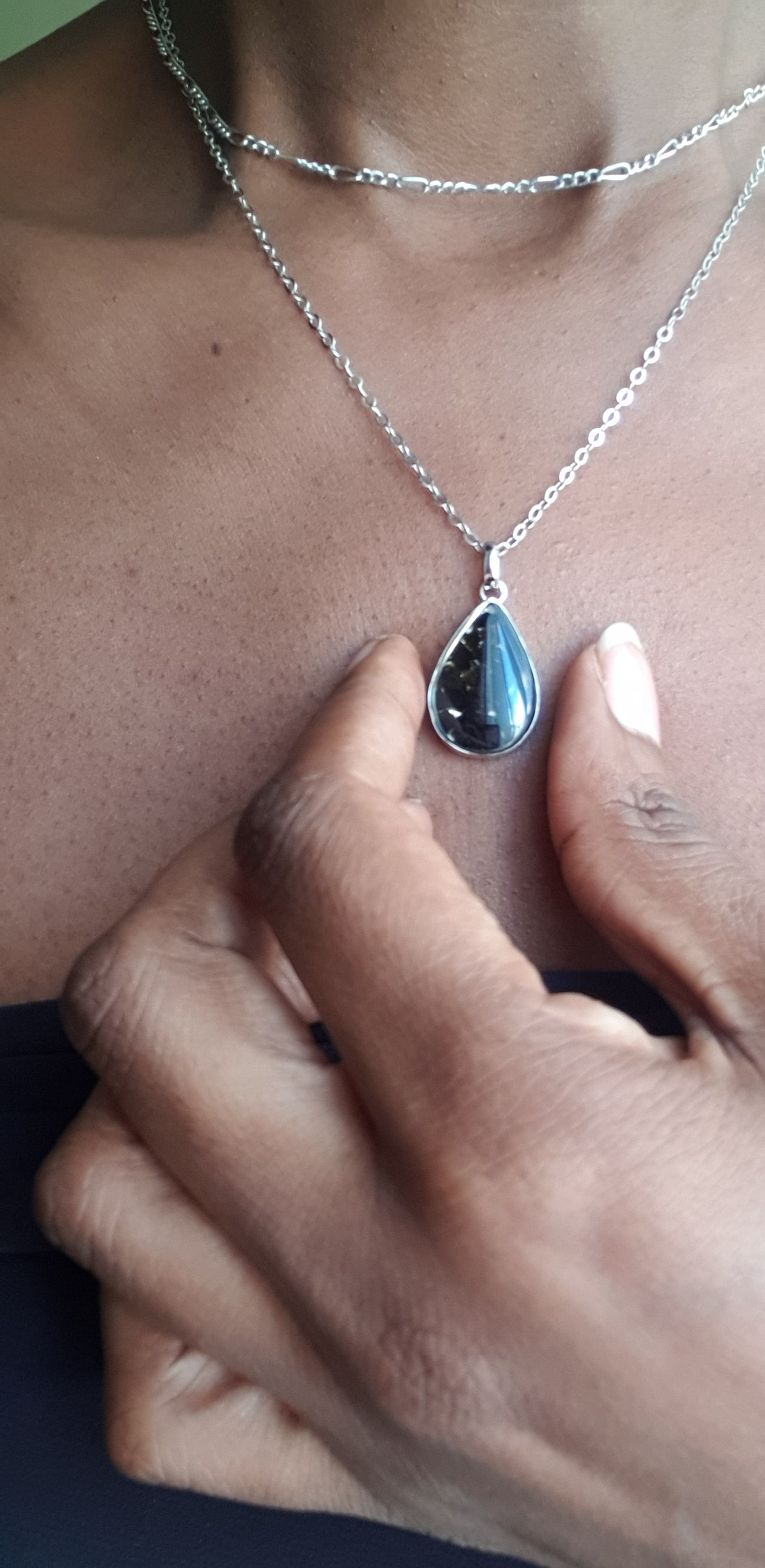 Silver Black Tourmaline Chozi Necklace