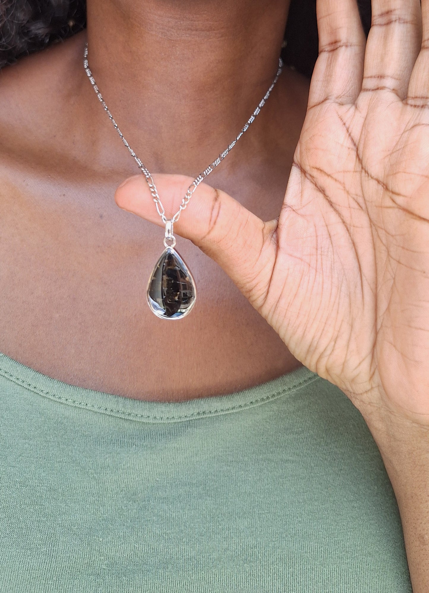 Silver Black Tourmaline Chozi Necklace