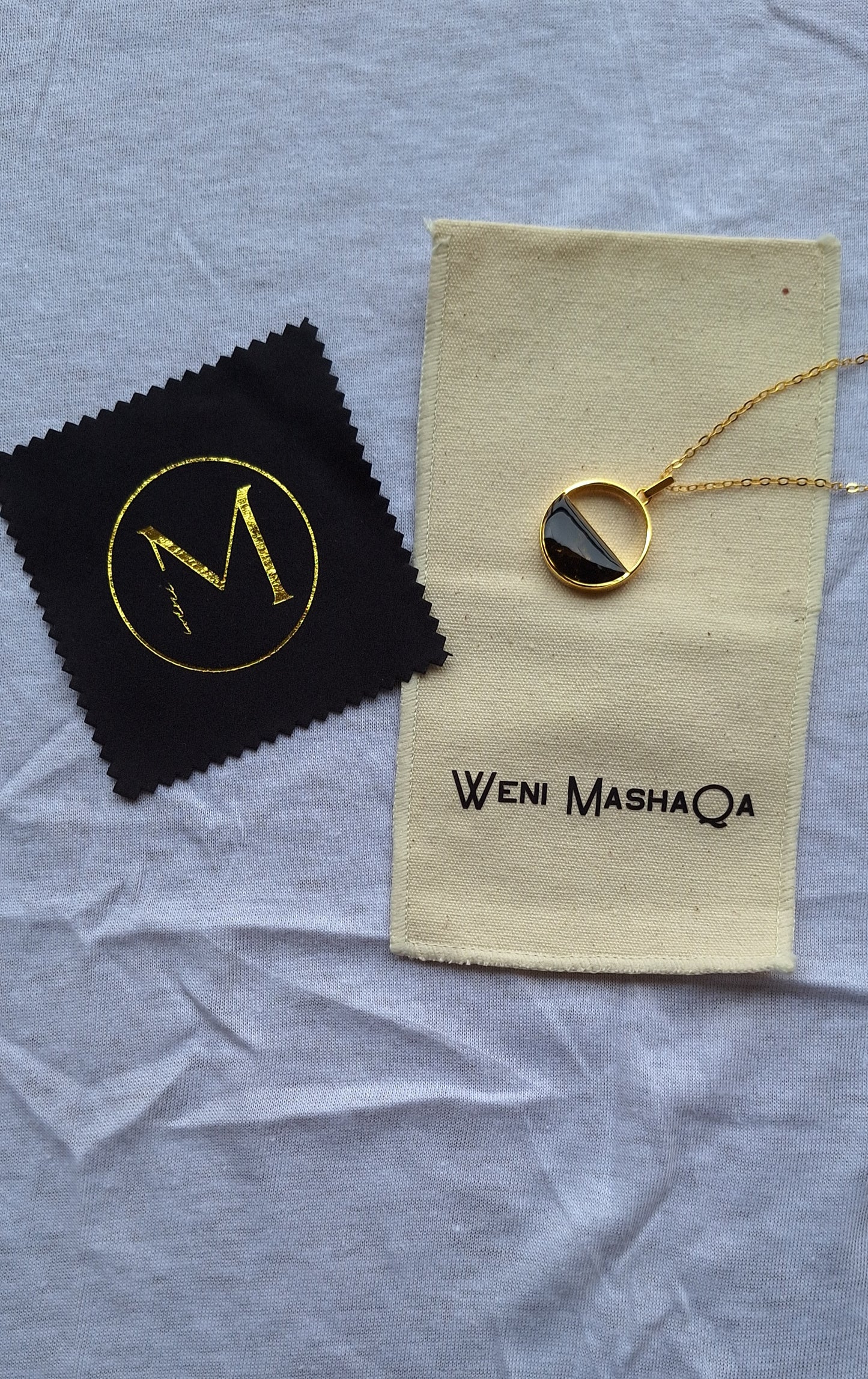 Gold Black Tourmaline Mwezi Necklace
