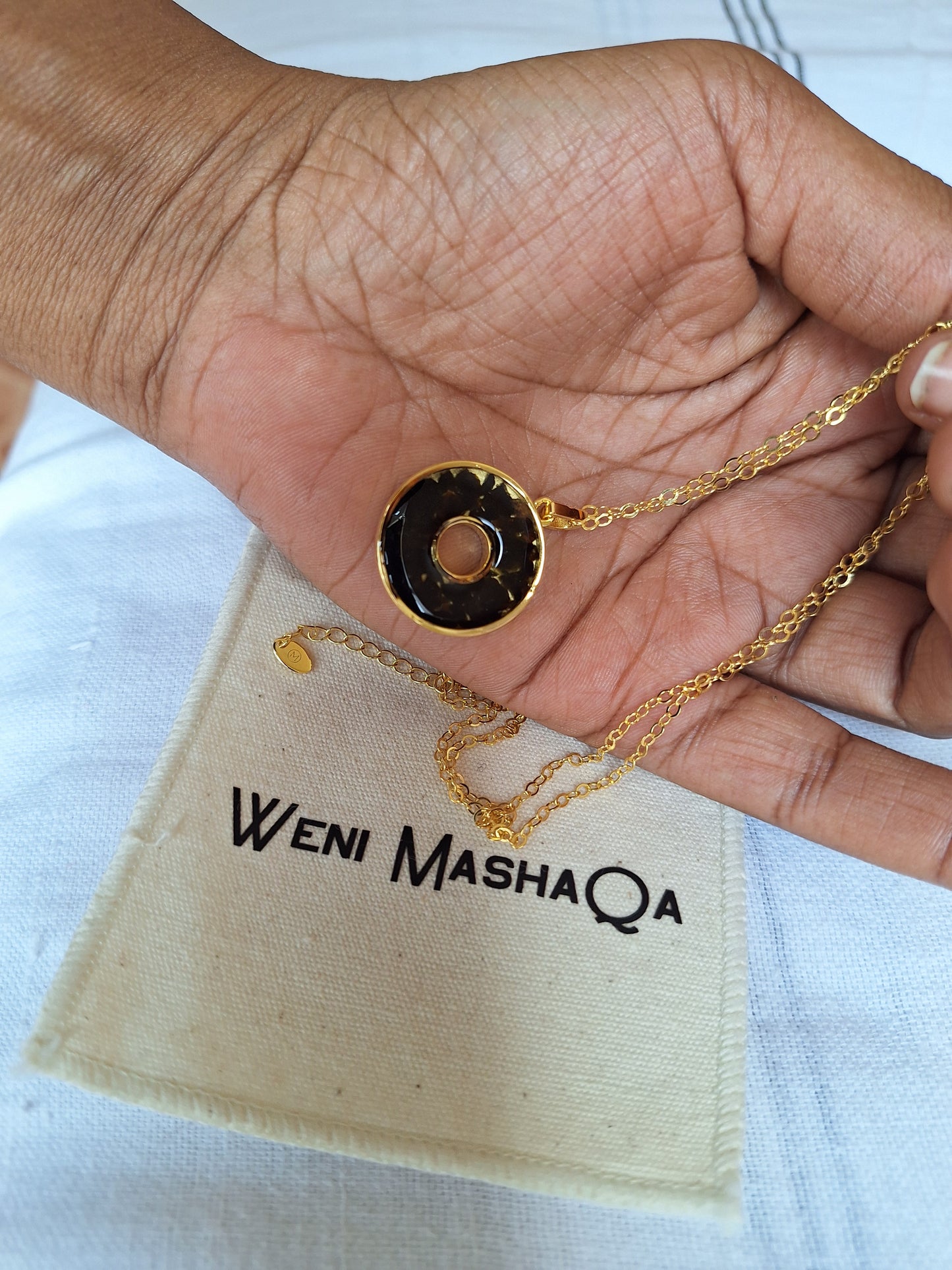 Gold Black Tourmaline Malkia Necklace