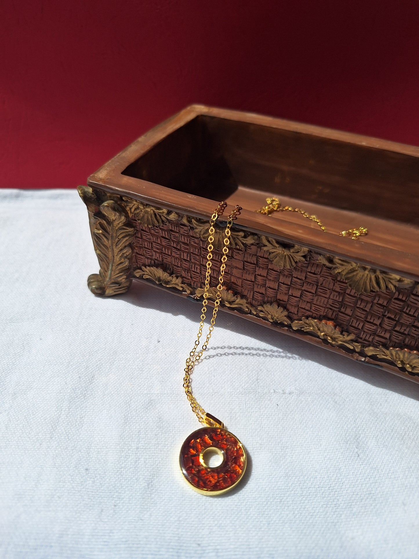 Gold Red Garnet Malkia Necklace