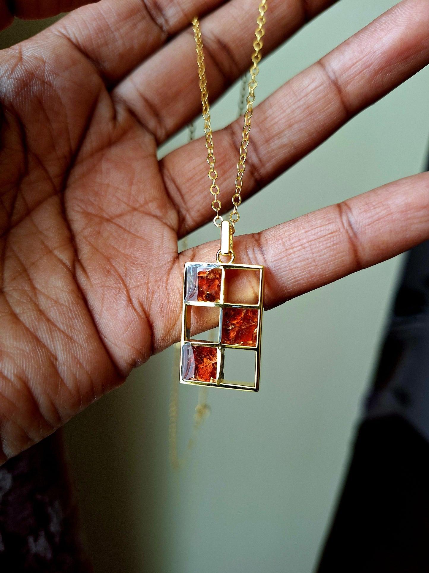 Gold Red Garnet Bao Necklace