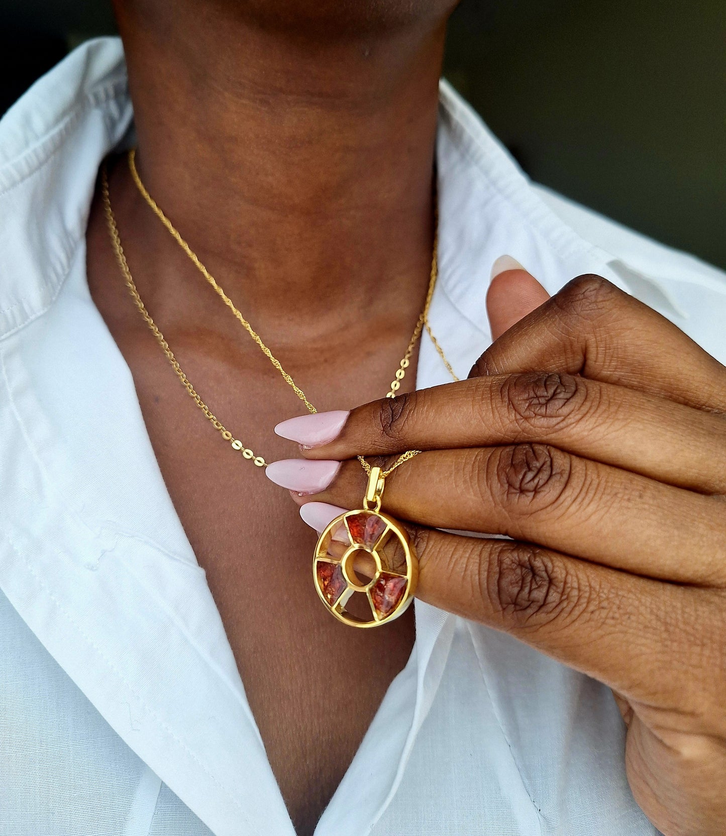 Gold Red Garnet Tania Necklace
