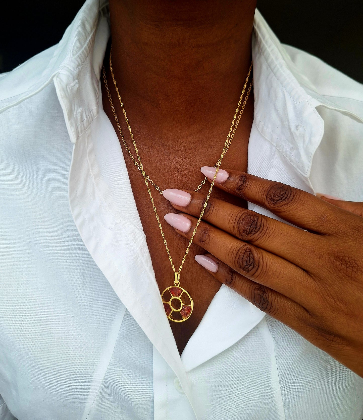 Gold Red Garnet Tania Necklace