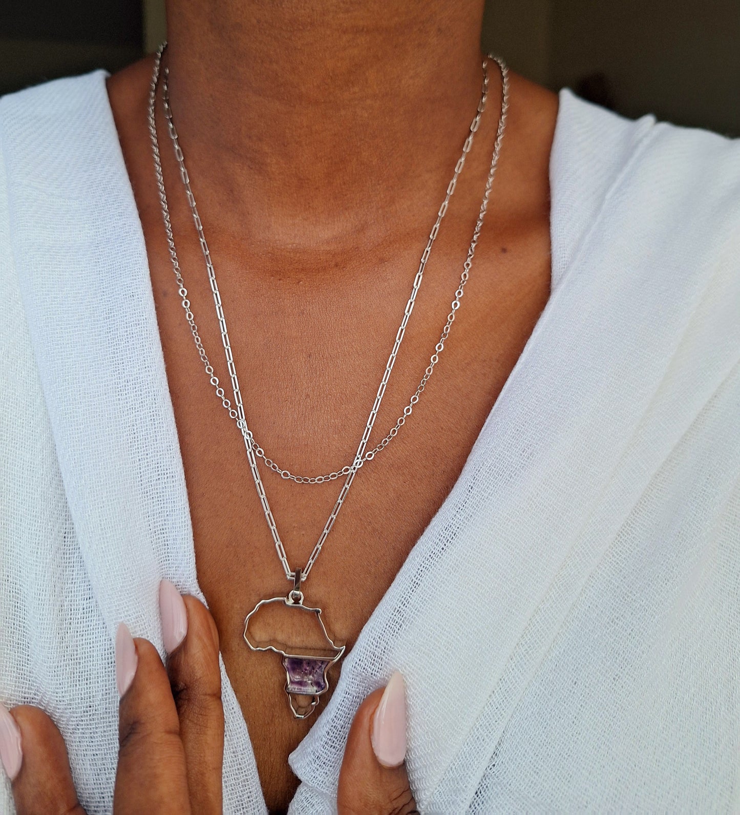 Silver Amethyst Afrika Necklace
