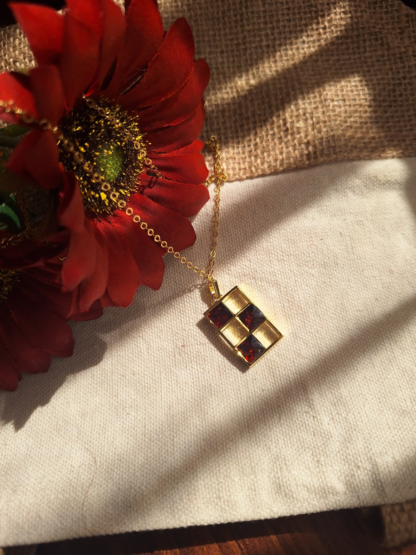 Gold Pyrope Bao Necklace
