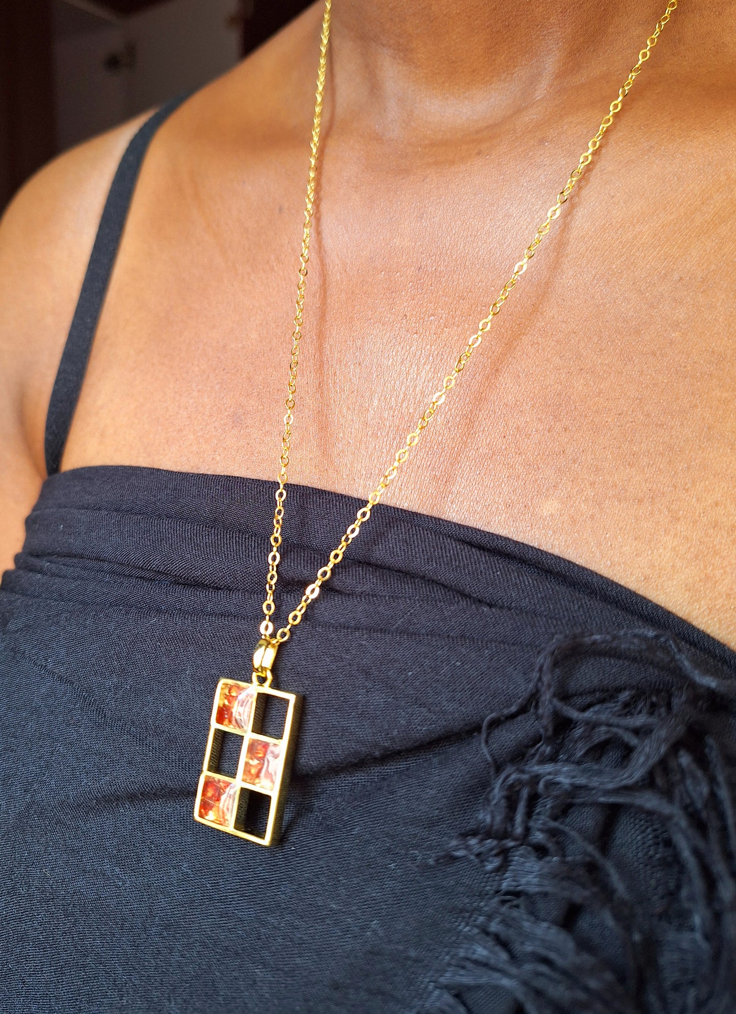 Gold Red Garnet Bao Necklace