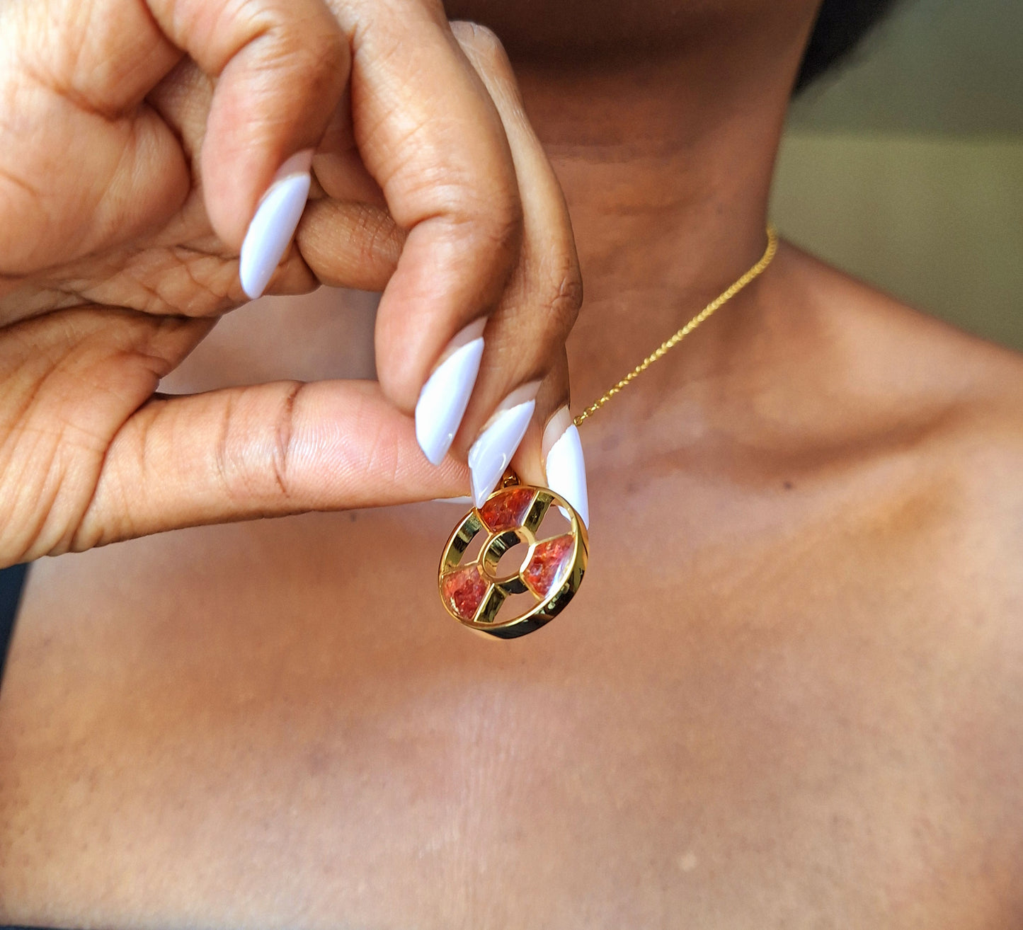 Gold Red Garnet Tania Necklace