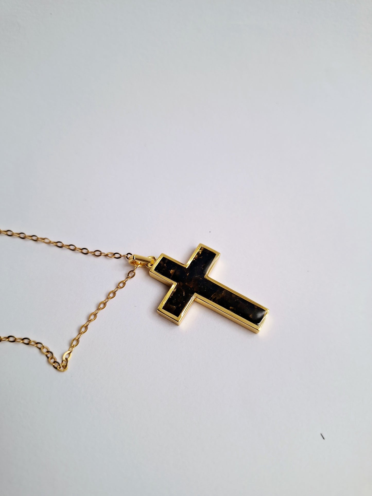Gold Black Tourmaline Cross Necklace