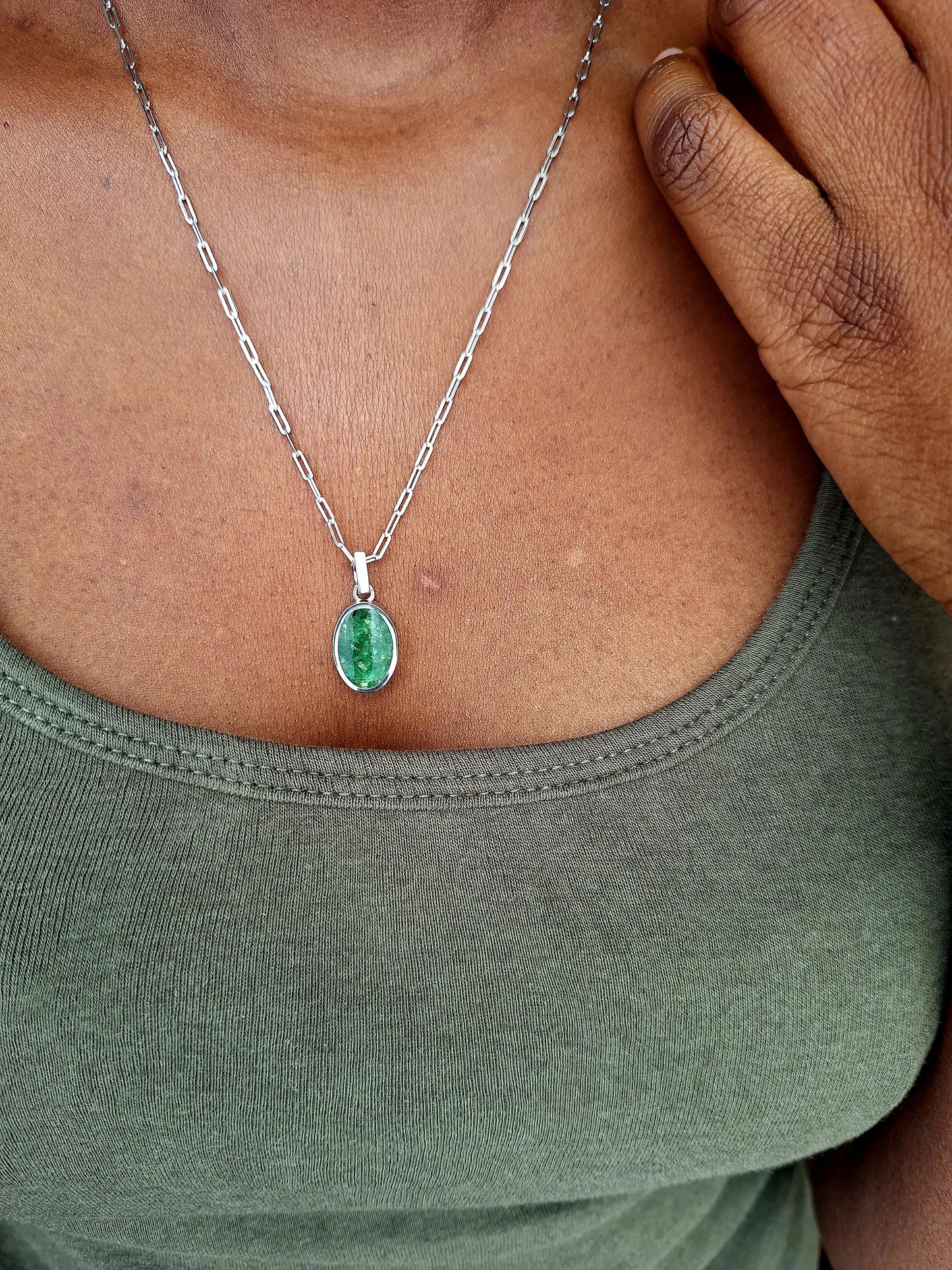 Silver Tsavorite Binti Necklace