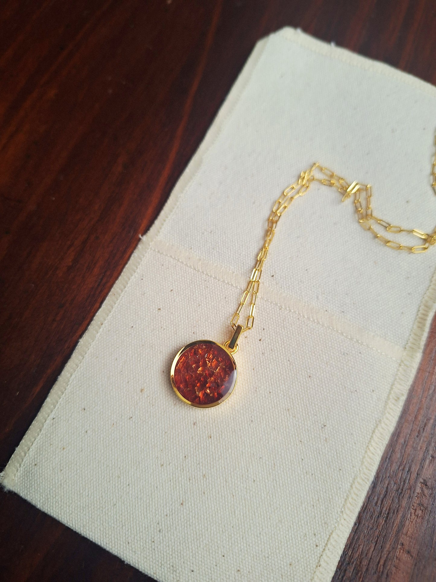 Gold Mini Duara Red Garnet Necklace