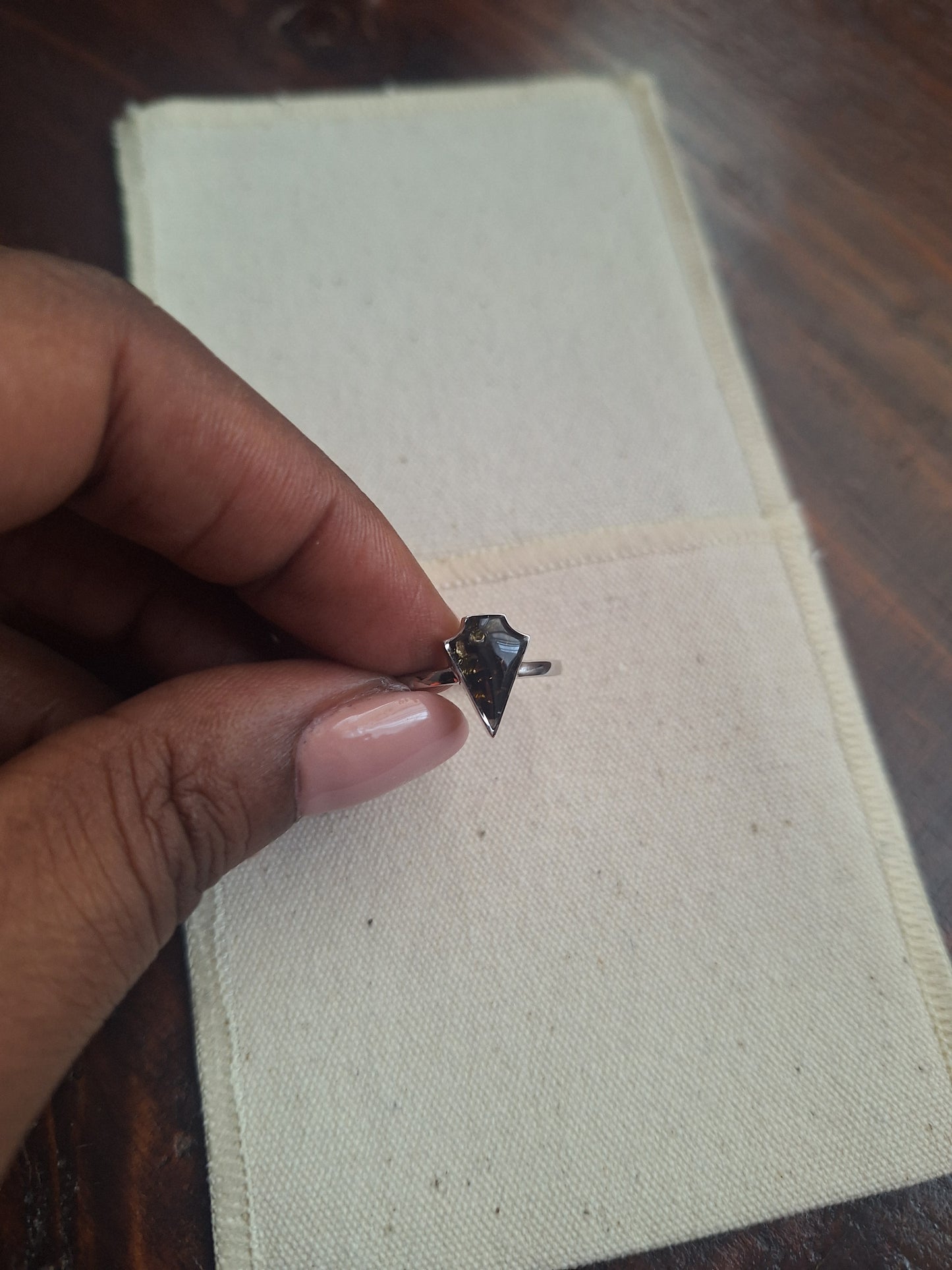 Silver Ngao Black Tourmaline Ring