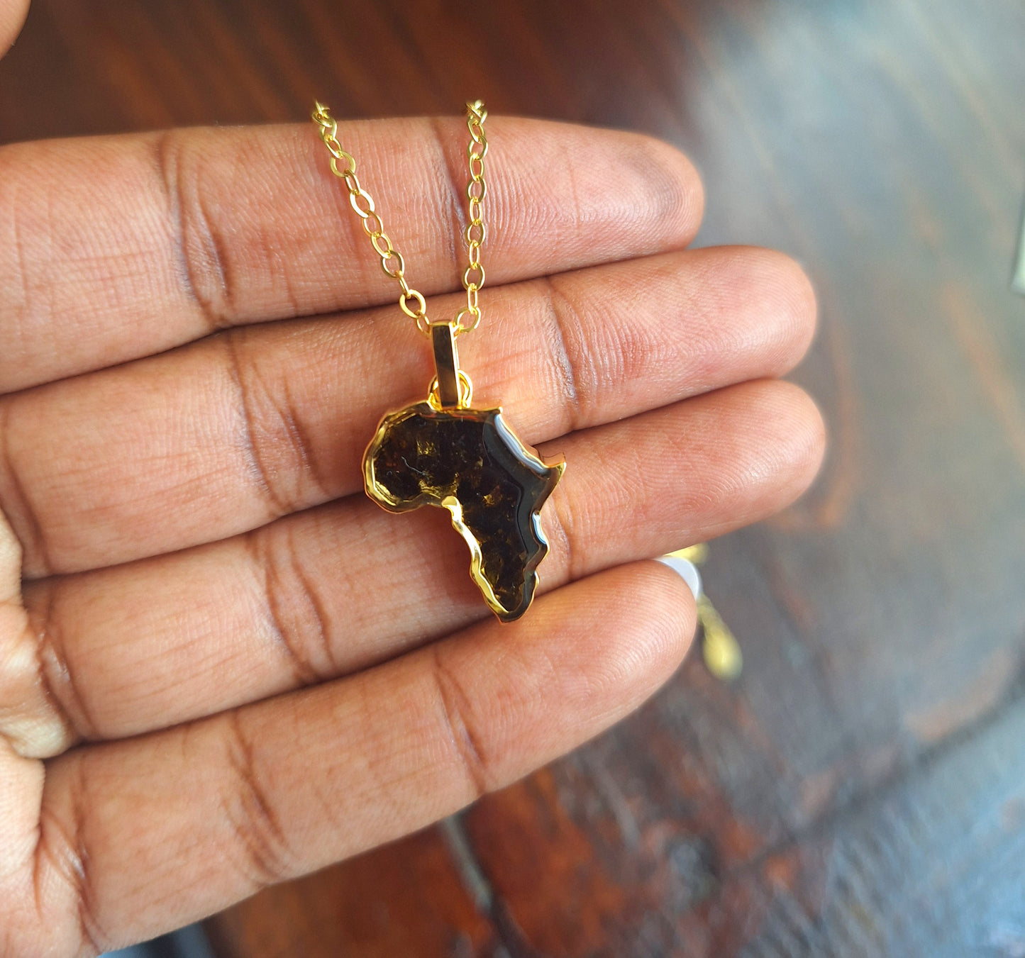Gold Black Tourmaline Mini Afrika Necklace