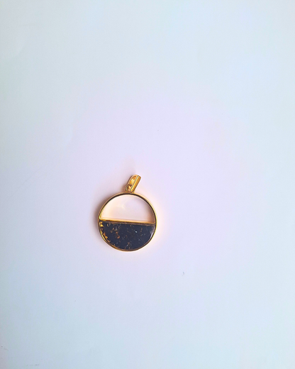 Gold Black Tourmaline Mwezi Pendant