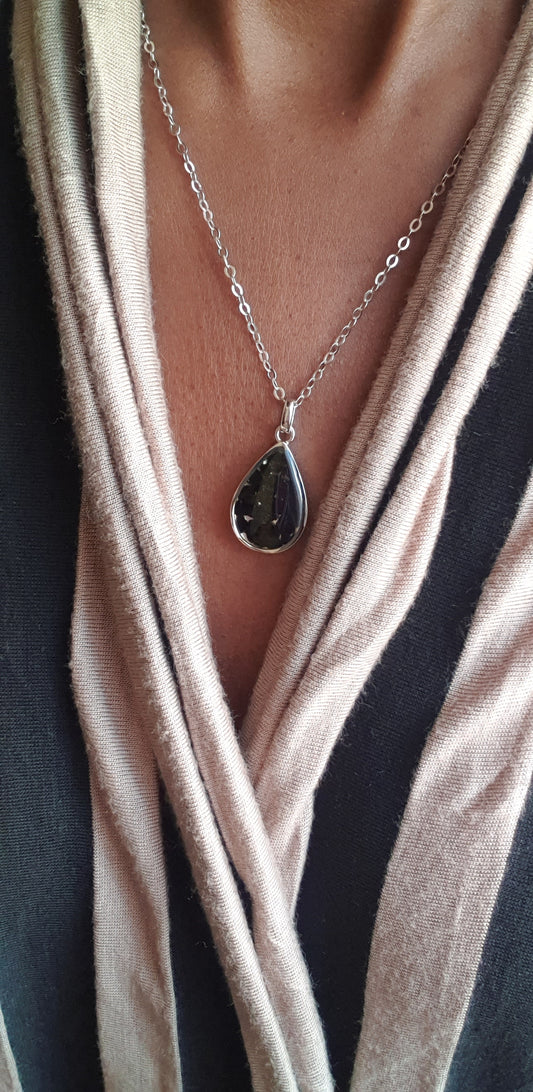 Silver Black Tourmaline Chozi Necklace