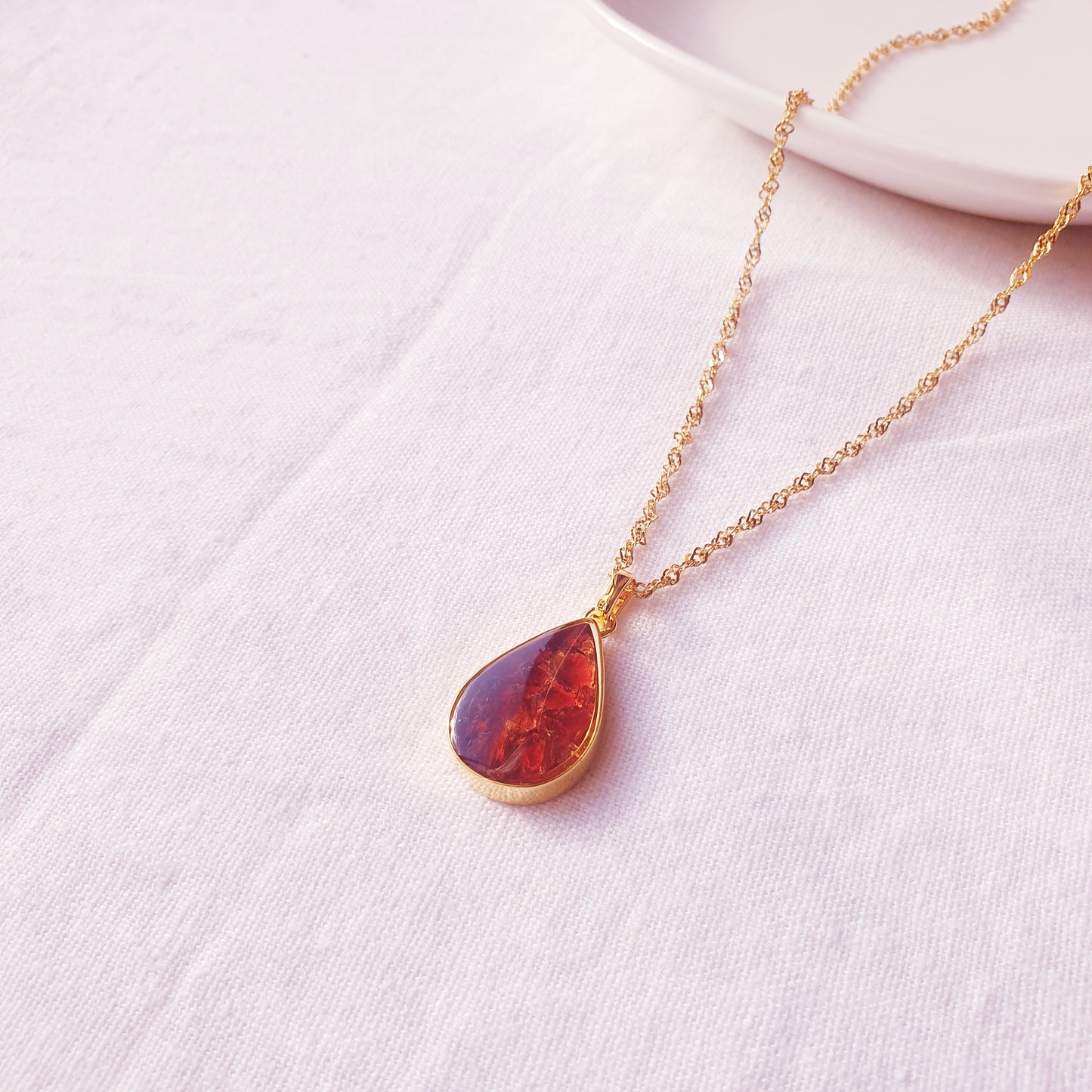 Gold Red Garnet Chozi Necklace