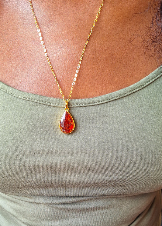 Gold Red Garnet Chozi Necklace