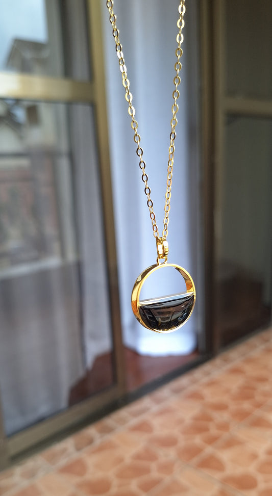 Gold Black Tourmaline Mwezi Necklace