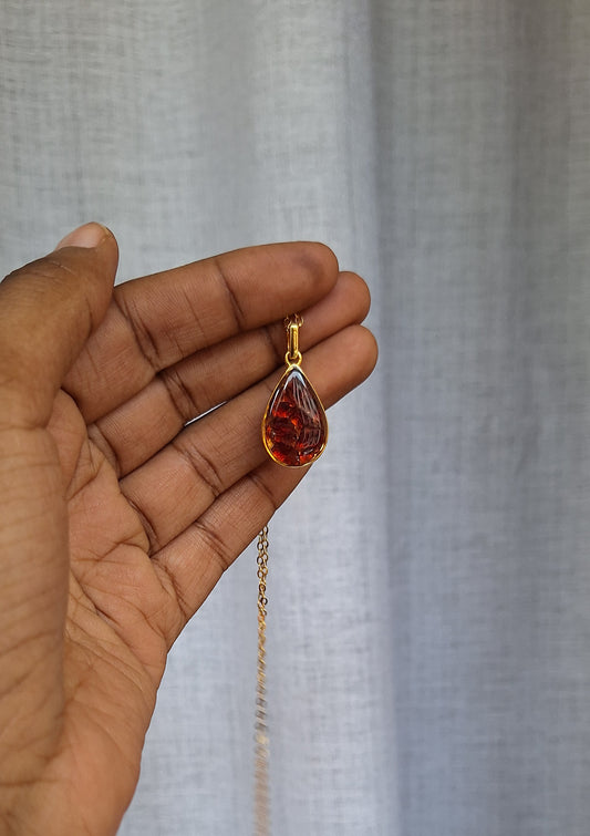 Gold Red Garnet Chozi Necklace