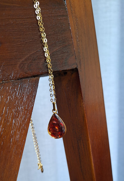 Gold Red Garnet Chozi Necklace