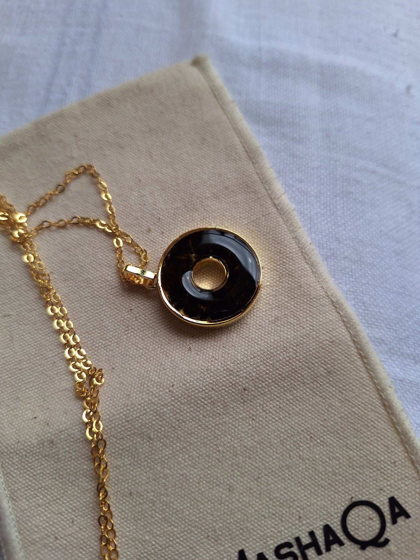Gold Black Tourmaline Malkia Necklace