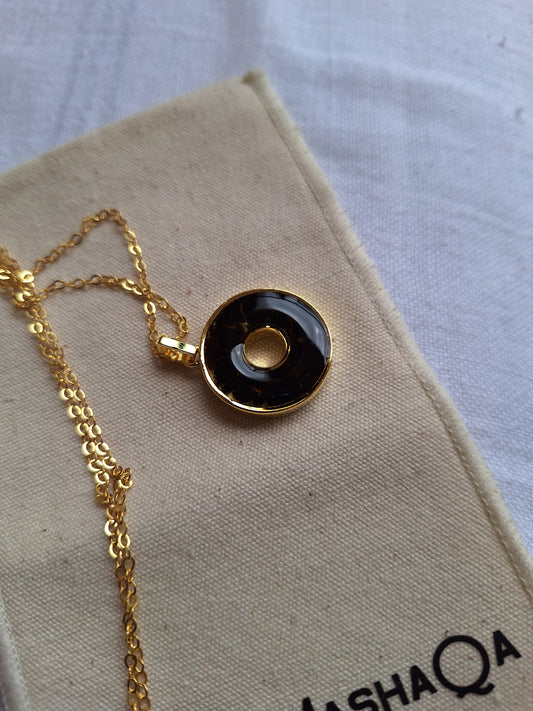 Gold Black Tourmaline Malkia Necklace