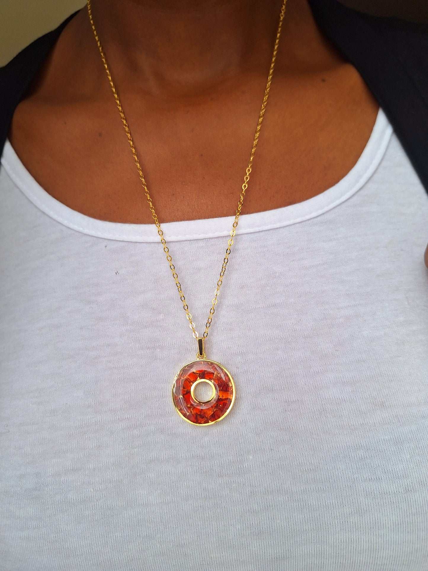 Gold Red Garnet Malkia Necklace
