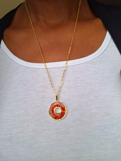 Gold Red Garnet Malkia Necklace