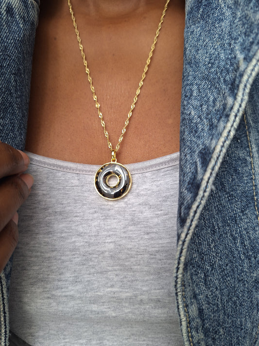 Gold Black Tourmaline Malkia Necklace
