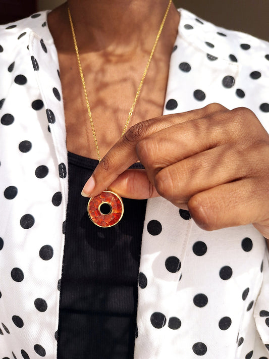 Gold Red Garnet Malkia Necklace