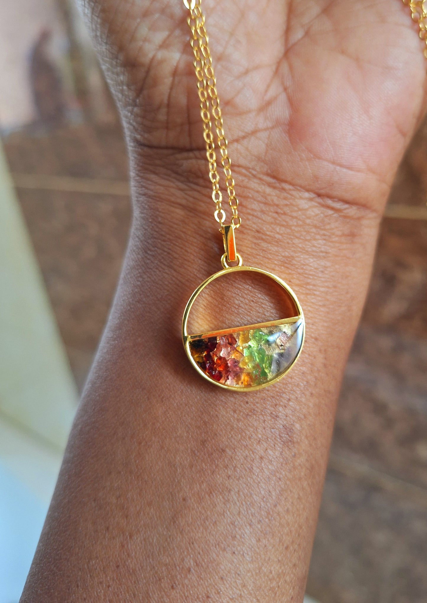 Gold Rainbow Mwezi Necklace