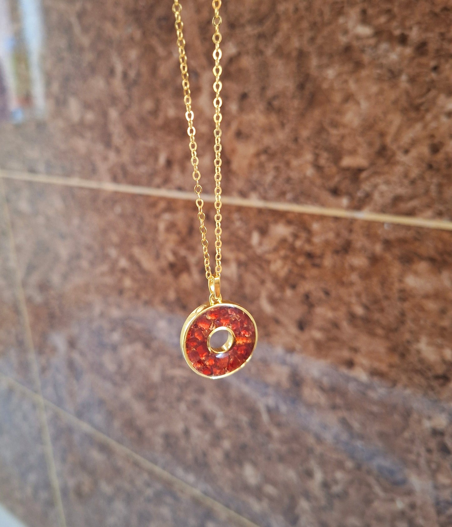 Gold Red Garnet Malkia Necklace