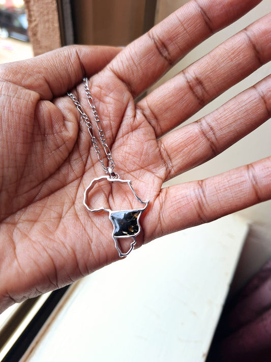 Silver Black Tourmaline Afrika Necklace