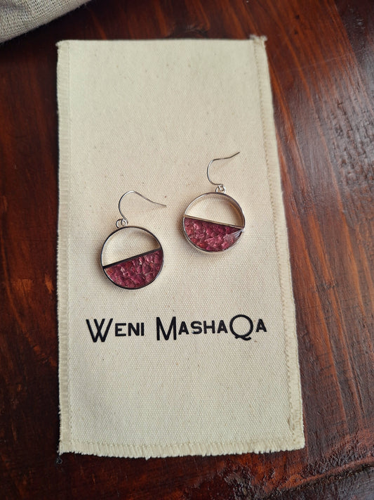 Silver Rhodolite Mwezi Earrings