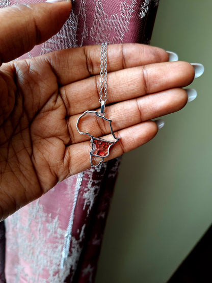 Silver Red Garnet Afrika Necklace