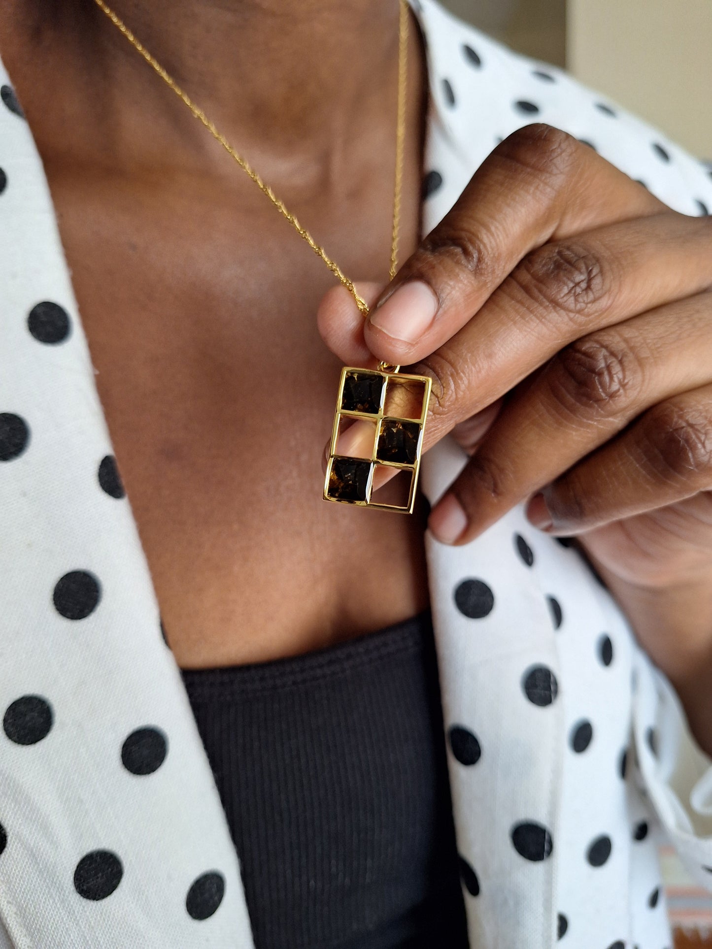 Gold Black Tourmaline Bao Necklace