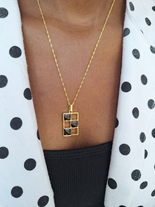 Gold Black Tourmaline Bao Necklace