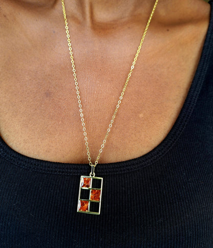 Gold Red Garnet Bao Necklace