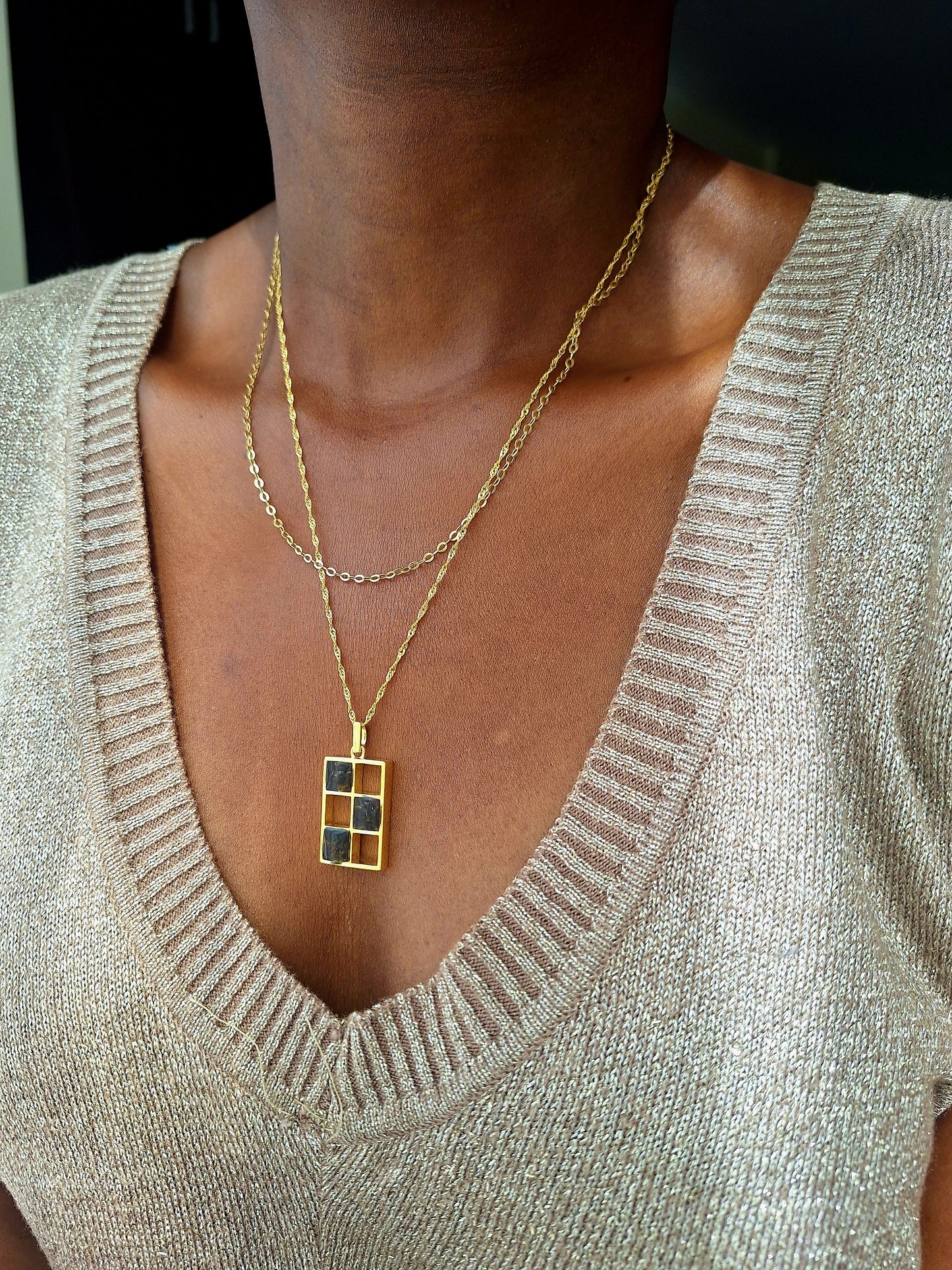 Gold Black Tourmaline Bao Necklace