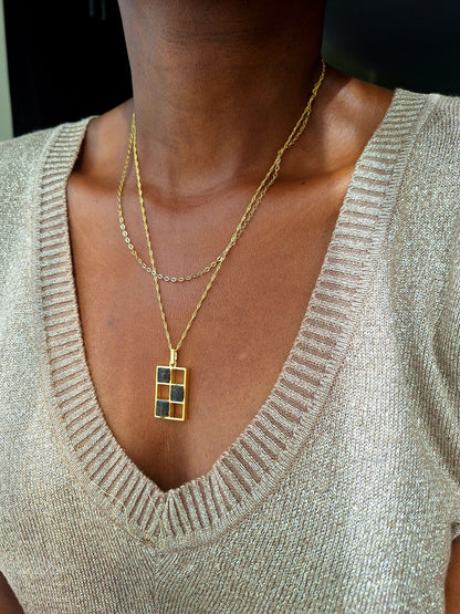 Gold Black Tourmaline Bao Necklace