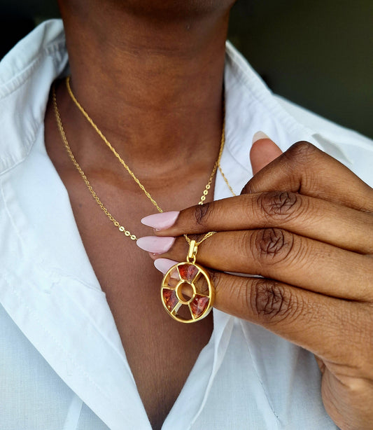 Gold Red Garnet Tania Necklace