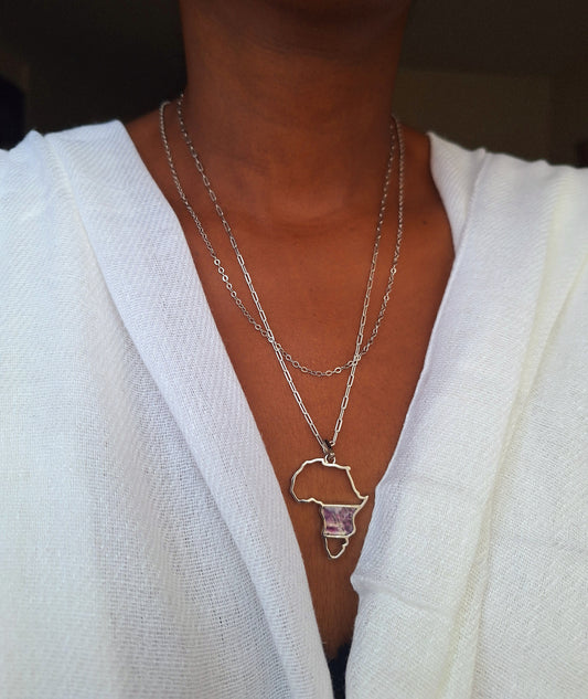 Silver Amethyst Afrika Necklace