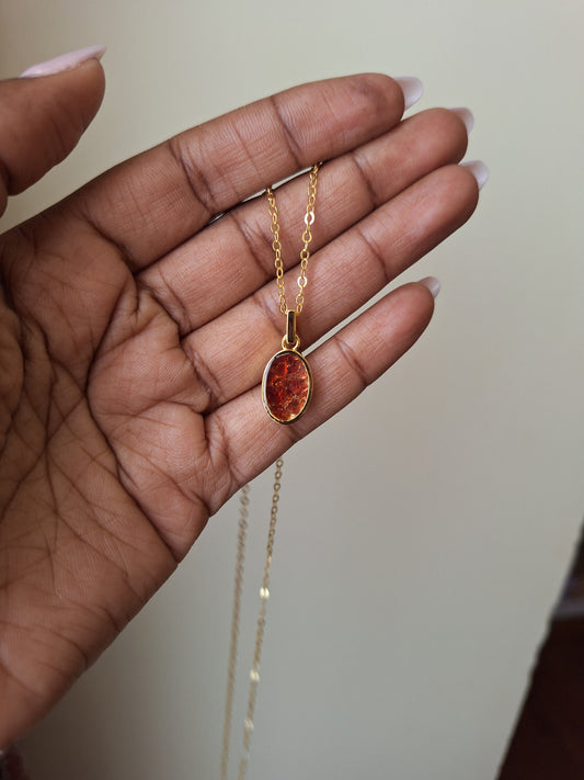 Gold Red Garnet Binti Necklace