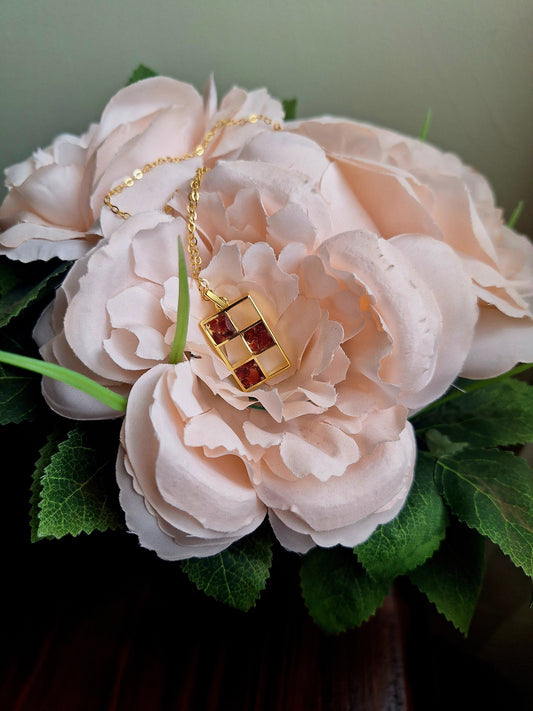 Gold Red Garnet Bao Necklace