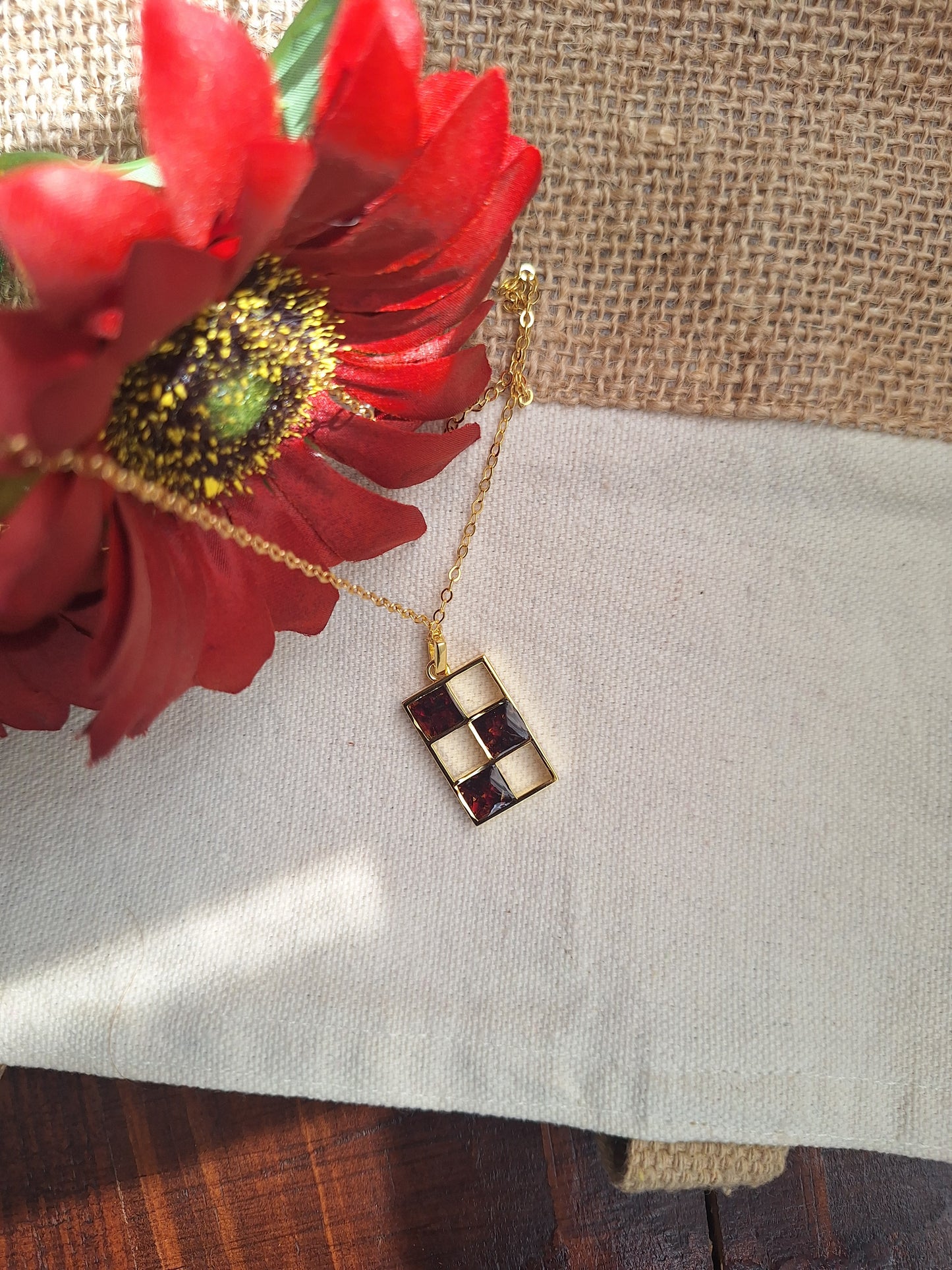 Gold Pyrope Bao Necklace