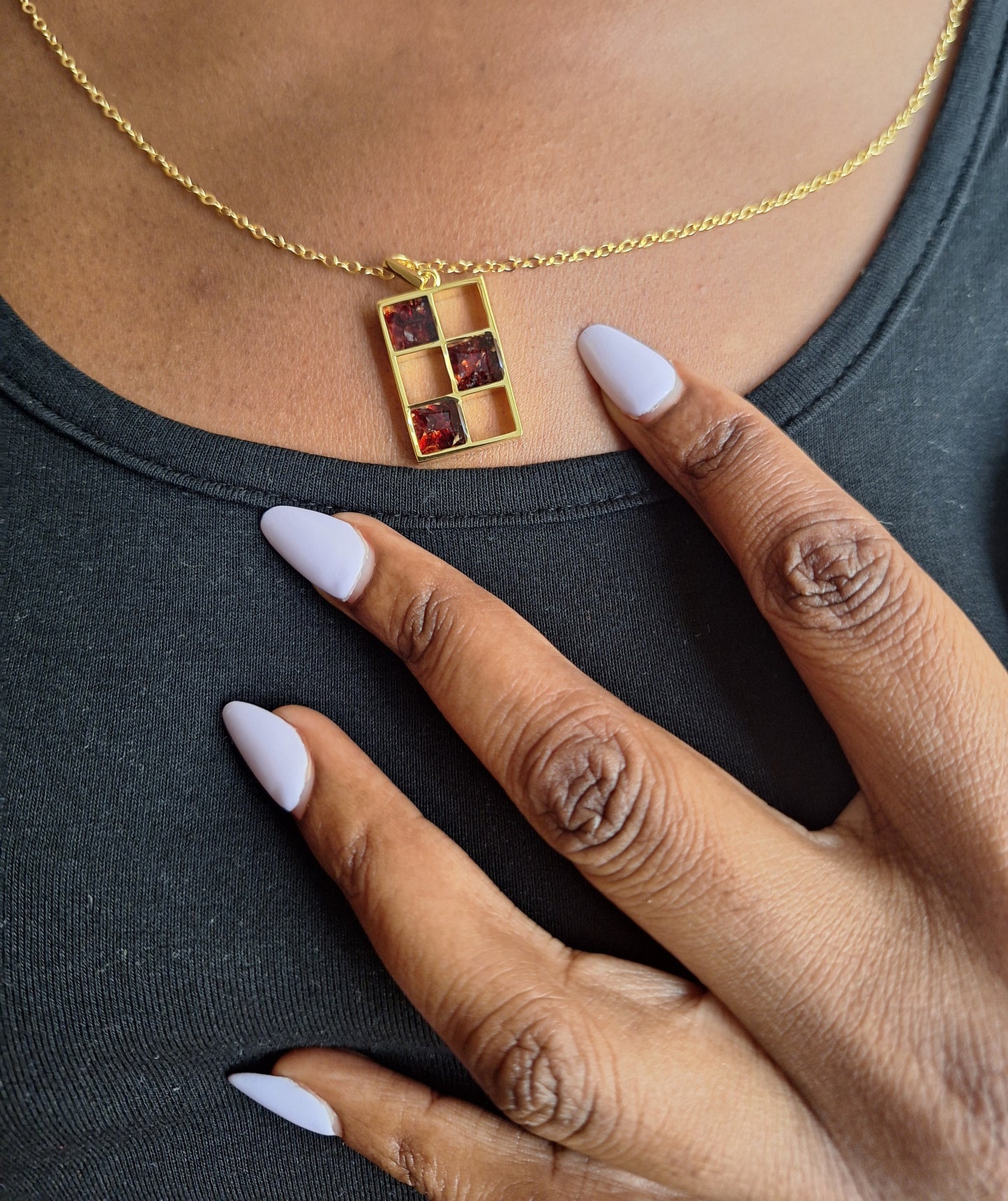 Gold Pyrope Bao Necklace
