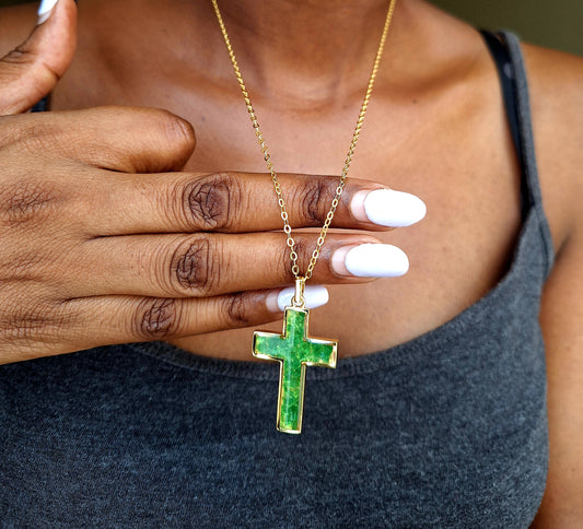 Gold Tsavorite Cross Necklace