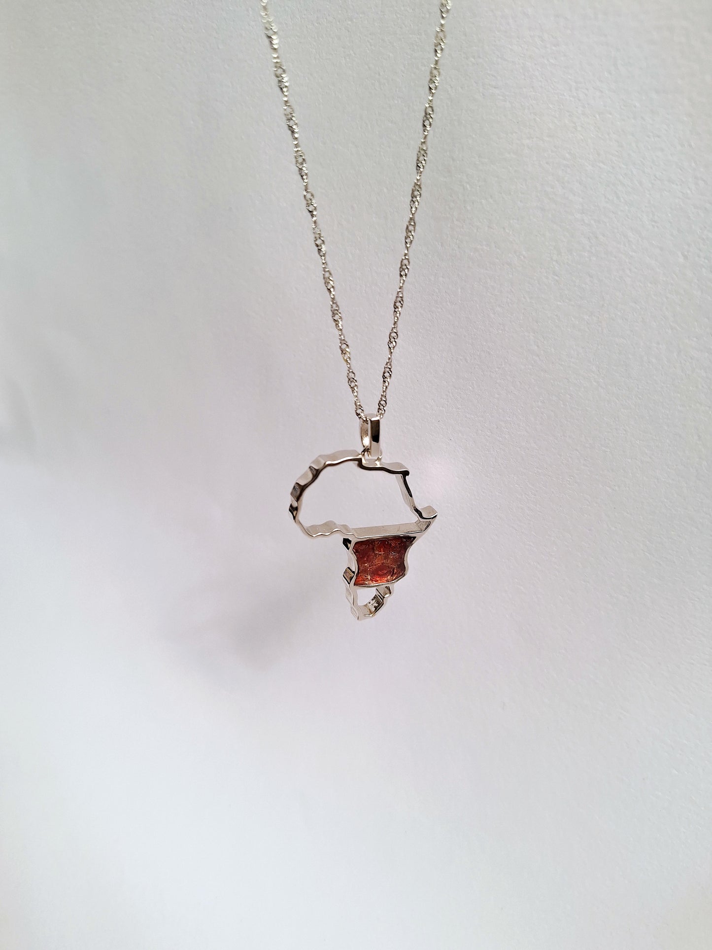 Silver Red Garnet Afrika Necklace